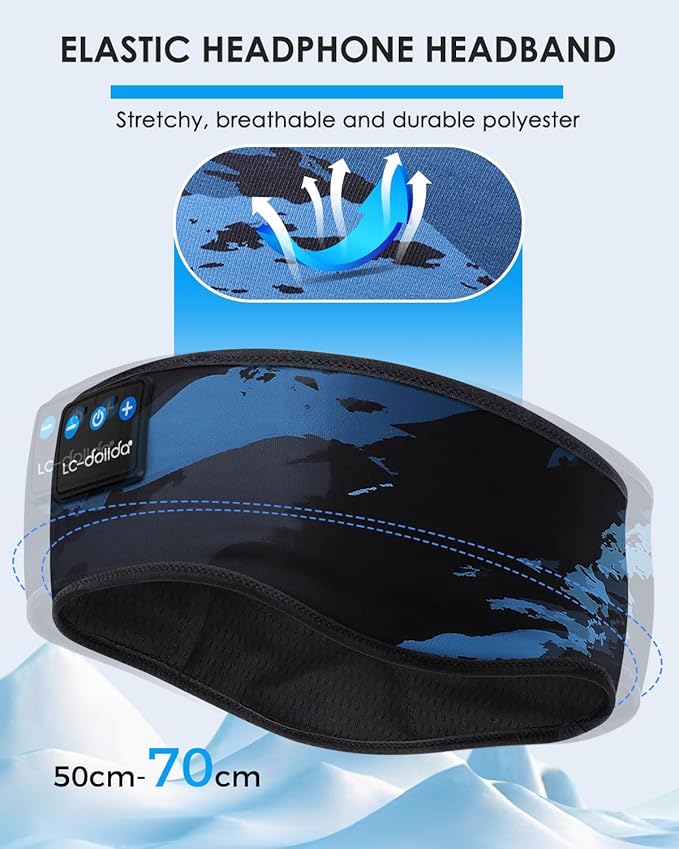 LC-dolida Sleep Headphones Bluetooth Headband, Sleep Headphones Wireless Bluetooth with Ultra-Thin HD Stereo Speaker, Sleep Headband Earphones for Workout Yoga Insomnia Meditation Gifts