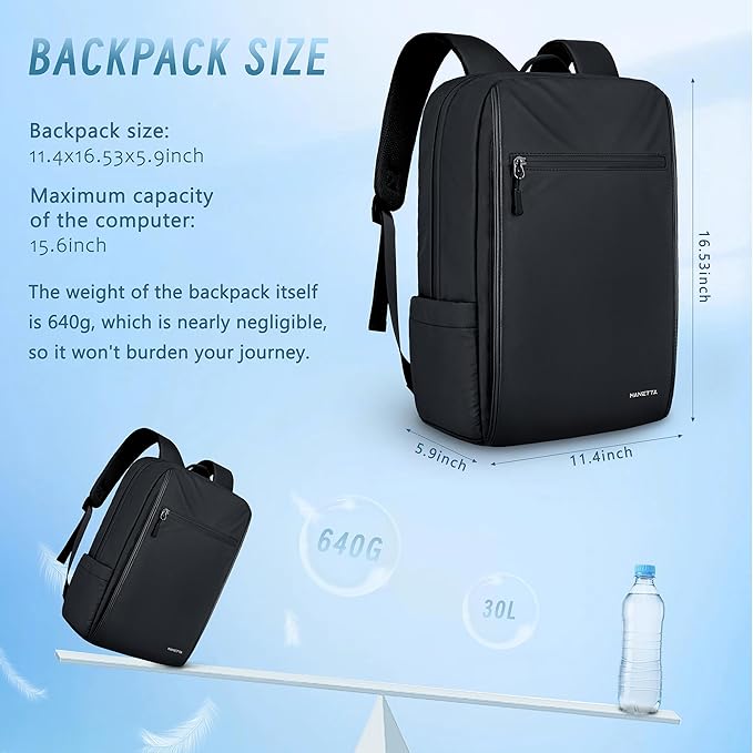 Waterproof Work Backpack for Men, Laptop Backpack fit 15.6 Inch, Business Commuter Work Bag for Office College, Lightweight Professional,Casual Daypack,Anti Theft Travel Backpacks