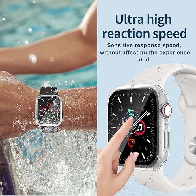 Waterproof Case for Apple Watch Series SE2 SE 6 5 4 40mm, Built-in Screen Protector with Tempered Glass [Touch Sensitive] Cover for iWatch S6/S5/S4/SE 40mm, Clear