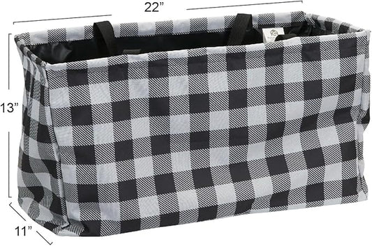 Household Essentials Large Canvas Utility Tote Bag with Handles | Collapsible Storage Basket for Laundry, Groceries, College, Beach, Car & More | Water-Resistant Lining | 11"x22"x13"