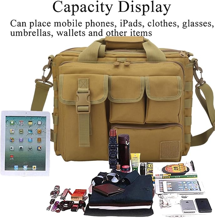 Tactical Briefcase, tactical computer bag 14.1" 15.6 In Men's Military Laptop Messenger Multifunction Briefcase for Men