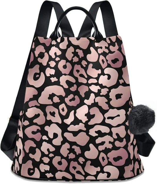 ALAZA Rose Gold Leopard Print Pink Cheetah Animal Backpack Purse for Women Anti Theft Fashion Back Pack Shoulder Bag