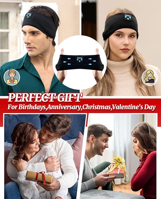 Sleep Headphones for Sleeping, Bluetooth Wireless Sports Headband, Cozy Lightweight Headband Headphones Hi-Fi Stereo Ergonomic ASMR Sleep Headphone Cool Gadget Gift for Women Men