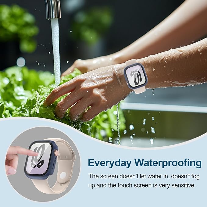 2 in 1 Waterproof Case for Apple Watch Screen Protector SE SE 2 SE 3(2025) Series 4 5 6 40mm Built-in Tempered Glass [Overal Protective] Ultra-Thin PC Bumper Cover Compatible iWatch