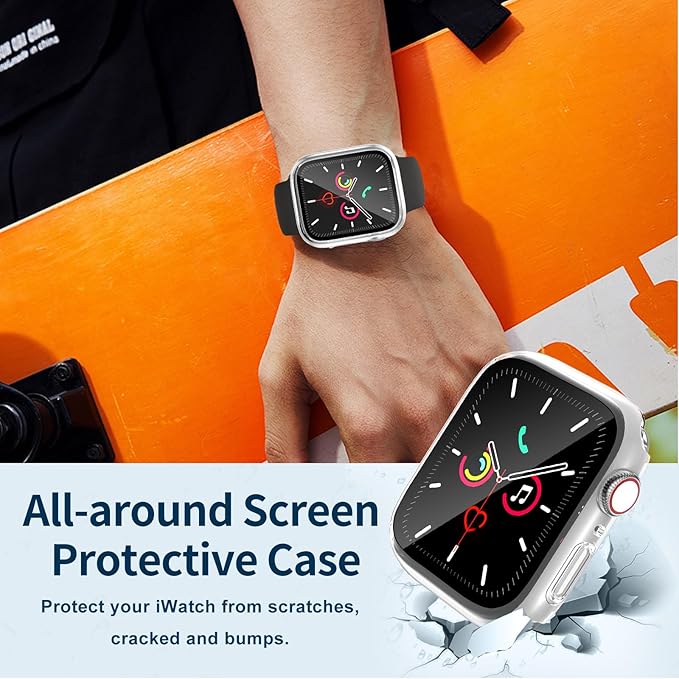 Waterproof Case for Apple Watch Series SE2 SE 6 5 4 40mm, Built-in Screen Protector with Tempered Glass [Touch Sensitive] Cover for iWatch S6/S5/S4/SE 40mm, Clear