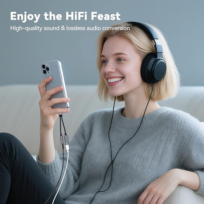 USB Type C to 3.5mm Headphone and Charger Adapter,2 in 1 USB C to Aux Audio Jack Hi-Res DAC with Charging for Earphones,Compatible with Samsung Galaxy S25/S24/S23/S22+ (USB-3.5MM, 2Pack)