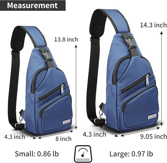 AMJ Crossbody Sling Bag Men Women, Casual Shoulder Backpack, Chest Daypack Satchel for Hiking Travel