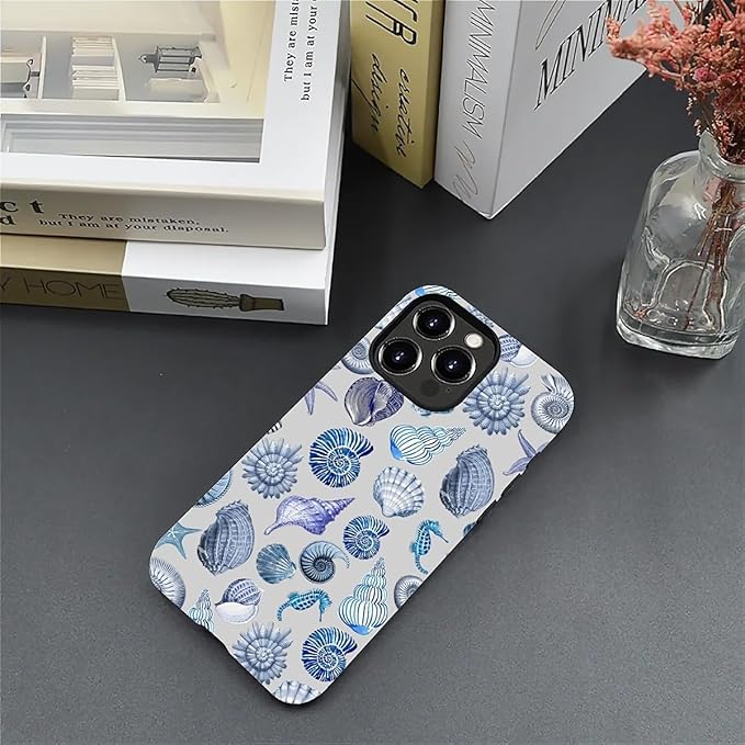 Case for iPhone 13 Pro Max,Summer Beachy Seashell for Woman Men Full Body Protective Cover Shockproof 2 in 1 Silicone + Hard PC Case for iPhone 13 Pro Max