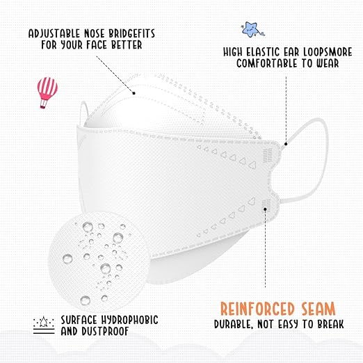 LEVENIS Kids Face Masks for Children 50 Pack, Breathable Comfortable and Disposable Mask, White