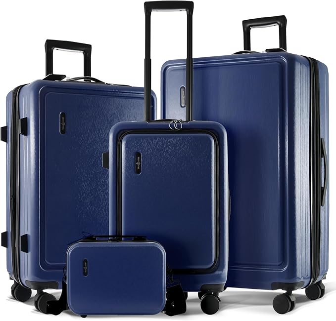 Hard Shell Luggage Sets with Spinner Wheels 4 Piece, Expandable Large Suitcases with TSA Lock, Travel Large Suitcase Set, Navy Luggage Set