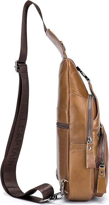 Cross body Bags for Men Leather Sling Bag Casual Daypacks Chest Bags Shoulder Bag Travel Hiking Backpacks