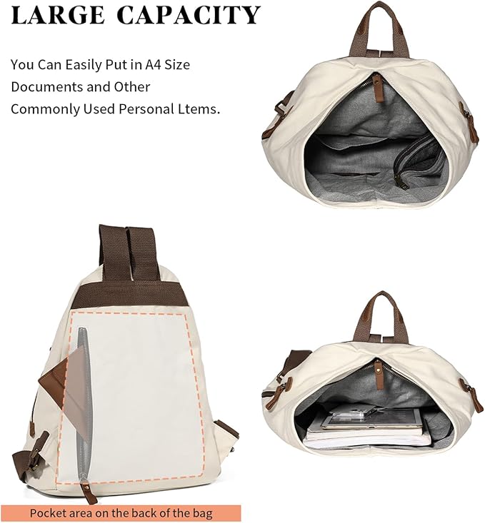 KL928 Canvas Vintage Backpack – Large Casual Daypack Outdoor Travel Rucksack Hiking Backpacks for Men Women