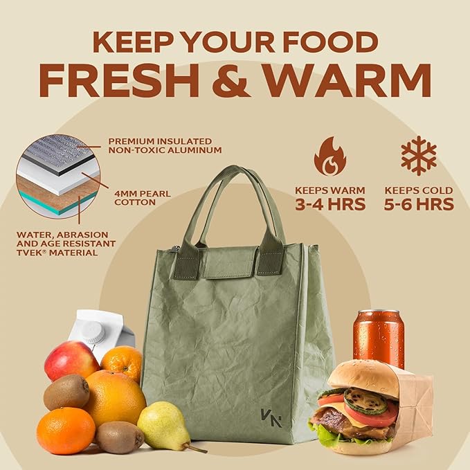 VonNova Women’s Insulated Lunch Bag with Premium 4mm Cooler Insulation, Cute Large 7L Lunch Tote for Office, Durable Small Lunch Box for Women, Stylish Lunchbox for Adults, Teens, Nurses, Teachers