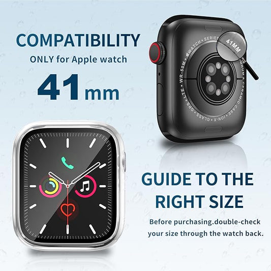 Waterproof Case for Apple Watch Series 9 Series 7 8 41mm, Built-in Screen Protector with Tempered Glass [Touch Sensitive] Cover for iWatch S9/S8/S7 Accessories 41mm, Clear