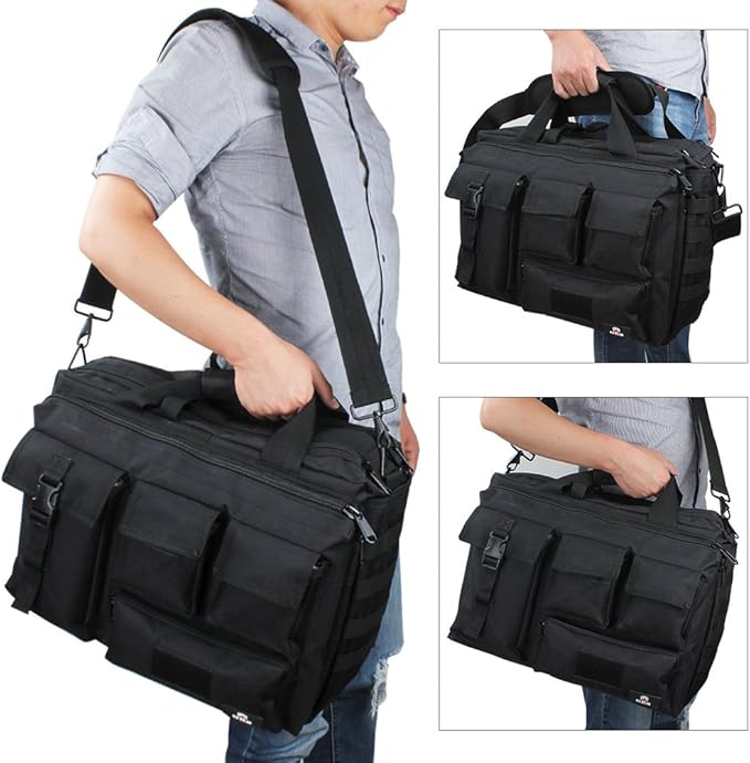 GES Tactical Briefcase, 17.3 Inch Men's Messenger Bag Military Briefcase for Men,Black