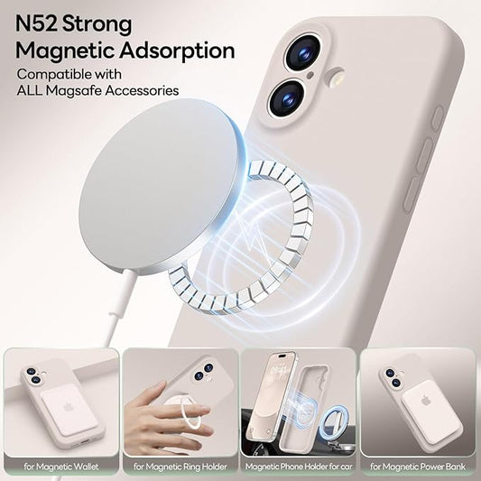 LOVE 3000 Designed for iPhone 17 Case, Premium Silicone [Compatible with Magsafe][Soft Anti-Scratch Microfiber Lining] Shockproof Protective Phone Case for Men Women 6.3", Stone