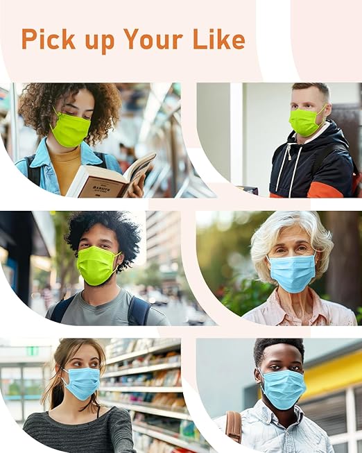 Face Masks Disposable 100 Pack, 4 Ply ASTM Level 3 Medical Grade, FSA/HSA Eligible, Breathable for Adult Outdoor Protection, Individually Wrapped for Home, School & Office, Tropical Lagoon