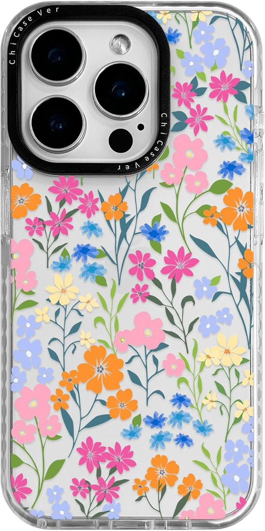 for iPhone 15 Case, Vibrant Garden Floral Pattern, Military-Grade Drop Protection, Cute Soft Slim TPU Protective Cover with Camera Lens Protection for Women & Girls