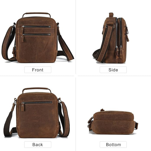 Genuine Leather Small Messenger Bag for Men Vintage Shoulder Crossbody Bags for Work Business Travel