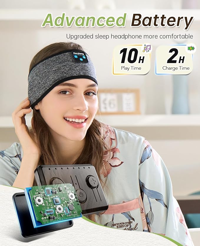 Perytong Sleep Headphones Bluetooth Headband Sleeping Headphones Headband Wireless Sleep Headband with Comfortable Earbuds for Side Sleepers, Sleeping Eye Mask for Women Men Workout Running