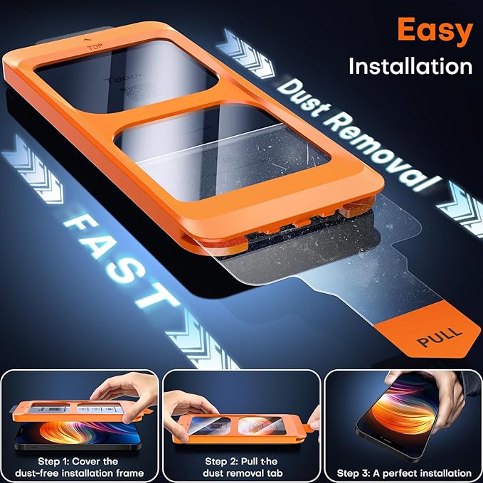 TOCOL for iPhone 12 Screen Protector 9H Hardness Military Grade Shatterproof HD Tempered Glass Full Coverage Easy Installation Case Friendly 2 Pack