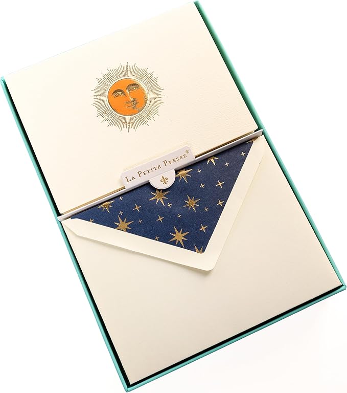 Graphique Sun Designer Cards Luxe Collection, Gold Foil Embossed Stationary Boxed Set, 10 Blank Cards with 11 Envelopes, All Occasion Greetings, 5.25" x 3.8"