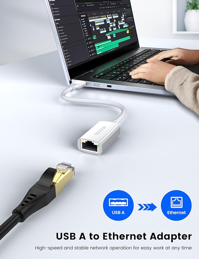 MOGOOD USB 3.0 to Gigabit Ethernet Adapter, Ethernet to USB Adapter, RJ45 Wired LAN Internet for MacBook Air 2024, MacBook Pro 2024, Asus Day Selection 4 etc
