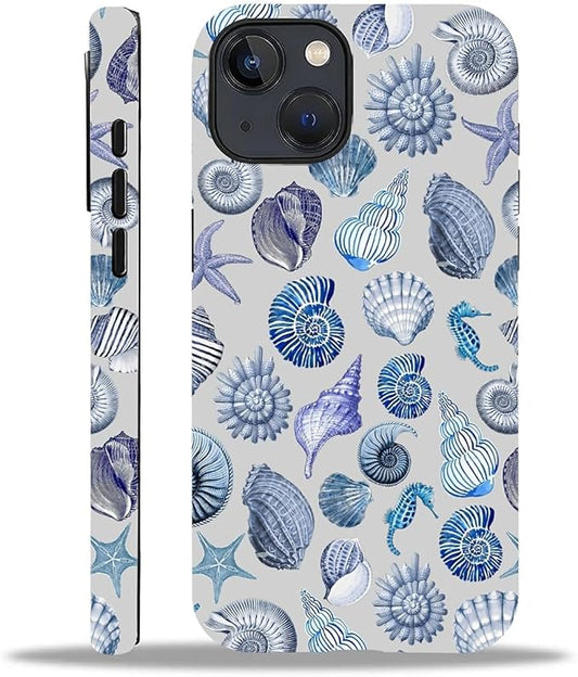 Case for iPhone 14 Plus,Summer Beachy Seashell for Woman Men Full Body Protective Cover Shockproof 2 in 1 Silicone + Hard PC Case for iPhone 14 Plus