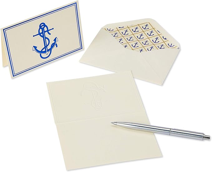 Papyrus Blank Cards with Envelopes, Nautical Anchor (16-Count)