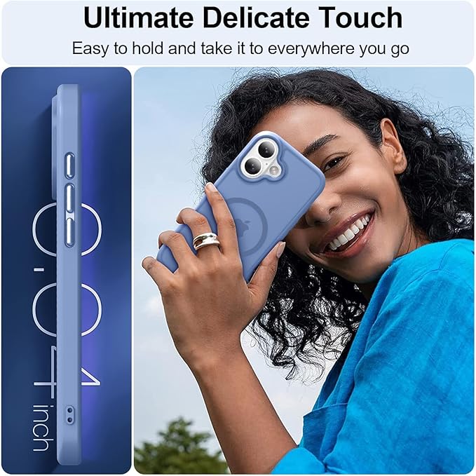 MOCCA Strong Magnetic for iPhone 16 Case, [Compatible with Magsafe][16FT Mil-Grade Drop Protection] Slim Thin Translucent Matte Protective Cover Case for iPhone 16 Phone Case 6.1", Blue