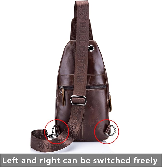 LUKZIJAES Genuine Leather Sling Bag for Men