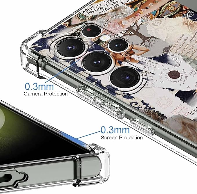 Case for Samsung Galaxy S23 Ultra with Aesthetic Beige Desgin,Spiritual Hippie Quotes Collage,Clear Soft TPU Protective Case,6.8"(Beige,S23U)