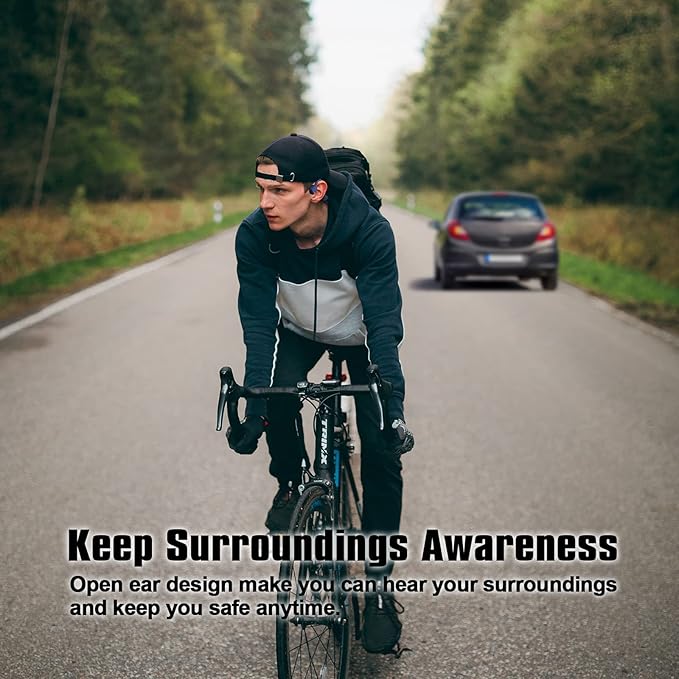 Bone Conduction Headphones Bluetooth Wireless Sport Earphones Built-in Mic Multipoint Connection Sweatproof Open Ear Headset for Running Cycling Driving Workouts