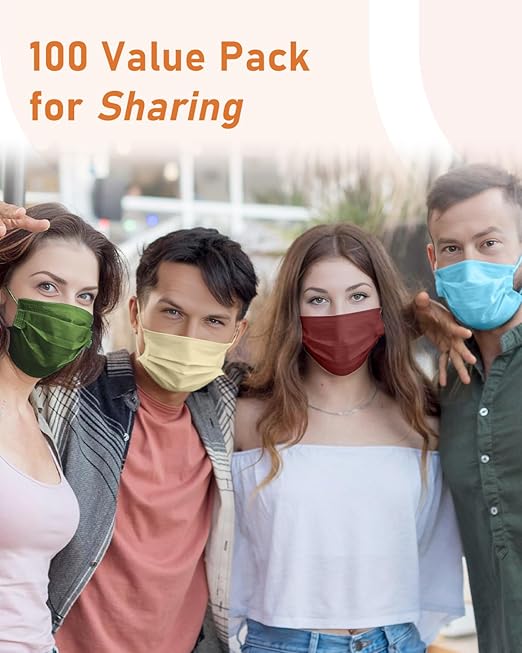 Face Masks Disposable 100 Pack, 4 Ply ASTM Level 3 Medical Grade, Breathable for Adult Outdoor Protection, Individually Wrapped for Home, School & Office, Autumn Symphony
