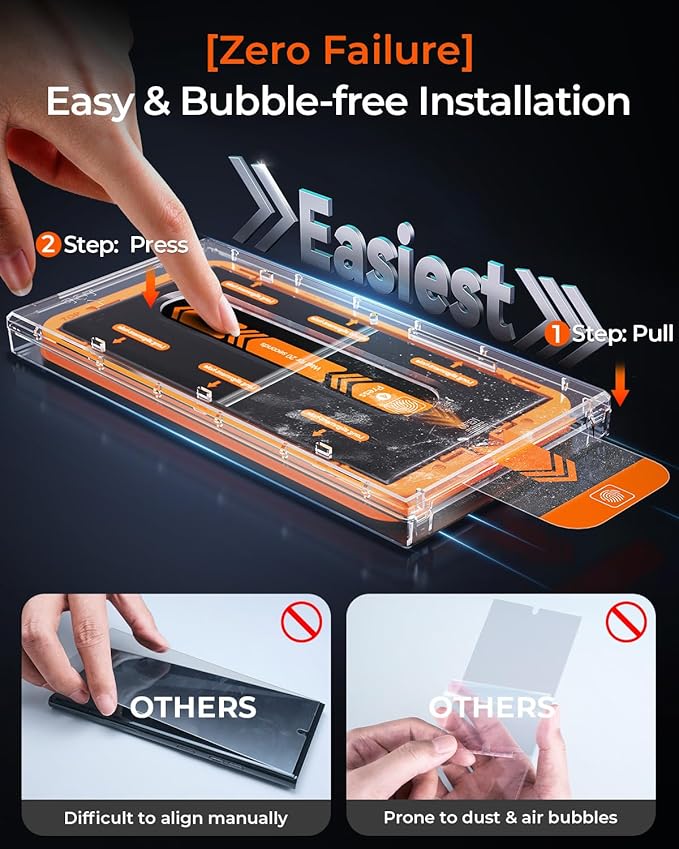 MRGLAS 2+2 Packs for Samsung Galaxy S24 Ultra Screen Protector 6.8'' with Camera Lens Protector [Auto-Dust Removal] [100% Fingerprint Unlock] HD 9H Tempered Glass 10X Military Protection, Zero-Bubble