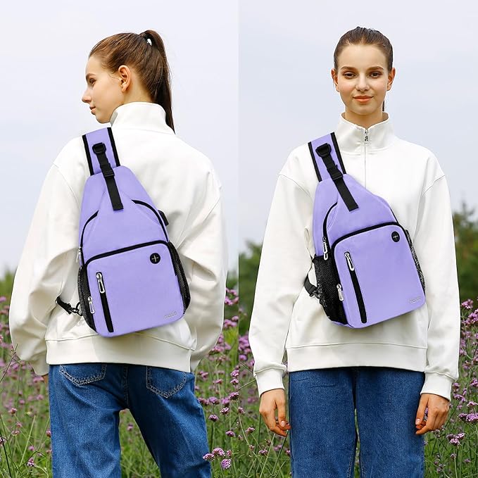 MOSISO Sling Backpack Bag, Crossbody Shoulder Bag Travel Hiking Daypack Chest Bag with Front Square Pocket&USB Charging Port