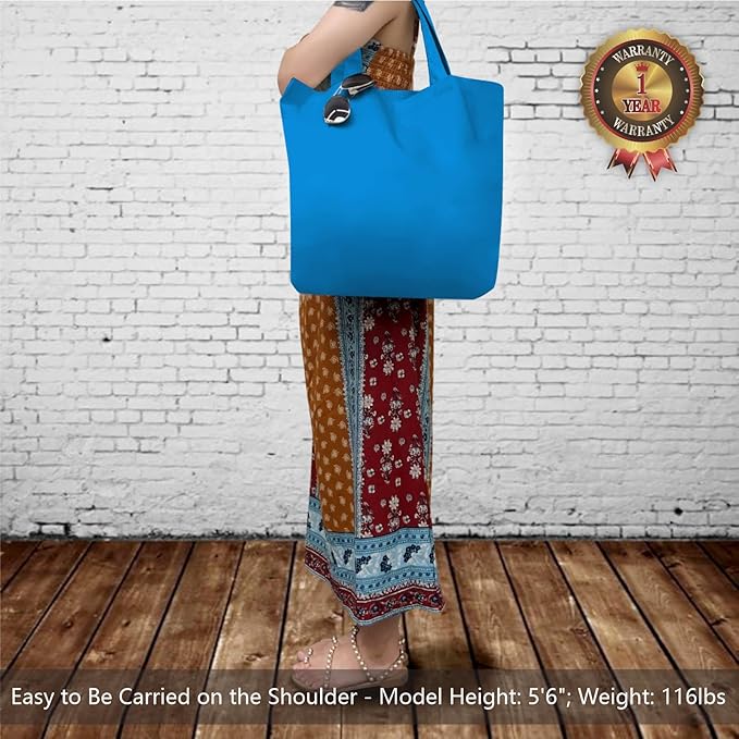 TOPDesign 1-Pack Super Strong Large 12oz Cotton Canvas Tote Bag, Reusable Grocery Shopping Cloth Bag, Fashionable Two-Tone Tote for Crafts, DIY Your Creative Designs