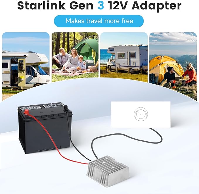 Starlink Gen 3 Power Cord 12v to 57v Step up Converter, 4.5A DC Boost Converter with DC Male Plug Cable for Starlink Gen 3 Router,RV, Marine, Truck, Off-Grid Use - No Voltage Drop