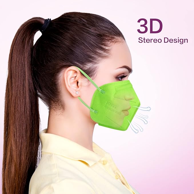 Miuphro KN95 Face Mask, 5-Layer Design Cup Dust Safety KN95 Masks 25 Pack, Green