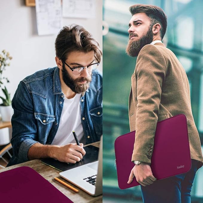 Laptop Sleeve 14 Inch, Resistant Neoprene Laptop Sleeve/Notebook Computer Pocket Case/Tablet Briefcase Carrying Bag for 14 inch HP, Lenovo, Asus Notebook, Ultrabook, Wine Red