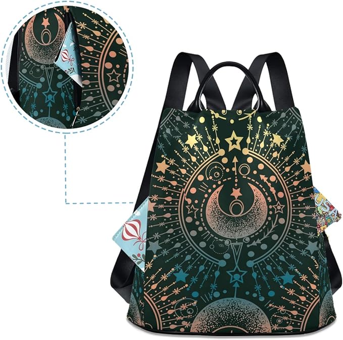ALAZA Moon & Star Alchemy Magical Backpack Purse for Women Anti Theft Fashion Back Pack Shoulder Bag