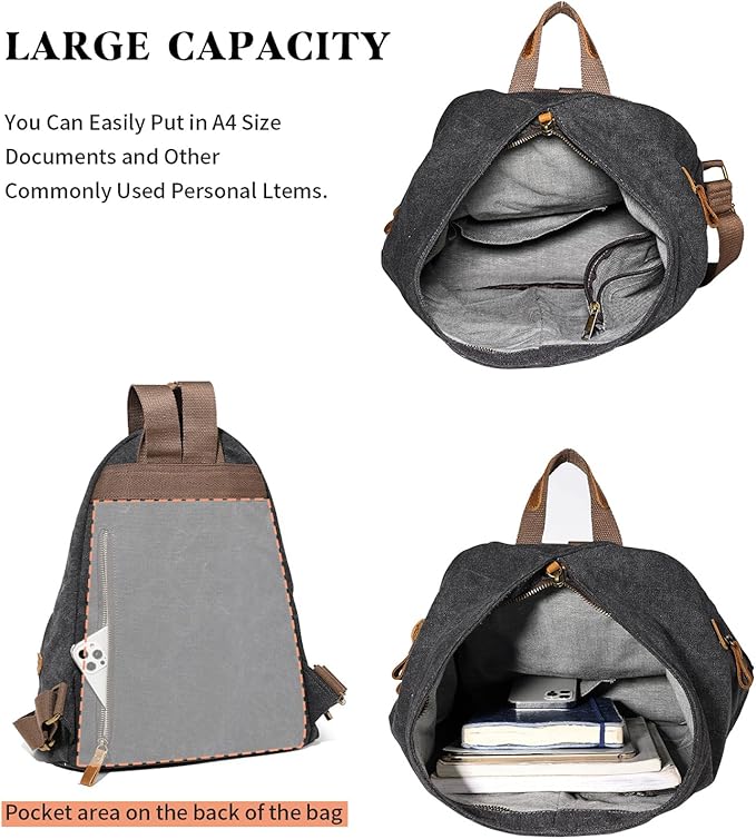 KL928 Canvas Vintage Backpack – Large Casual Daypack Outdoor Travel Rucksack Hiking Backpacks for Men Women