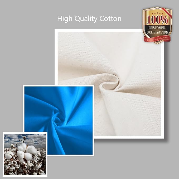 TOPDesign 6-Pack Canvas Tote Bags with an External Pocket, Reusable Grocery Shopping Bags, Top Zipper Closure, Daily Essentials (Ocean Blue/Natural)