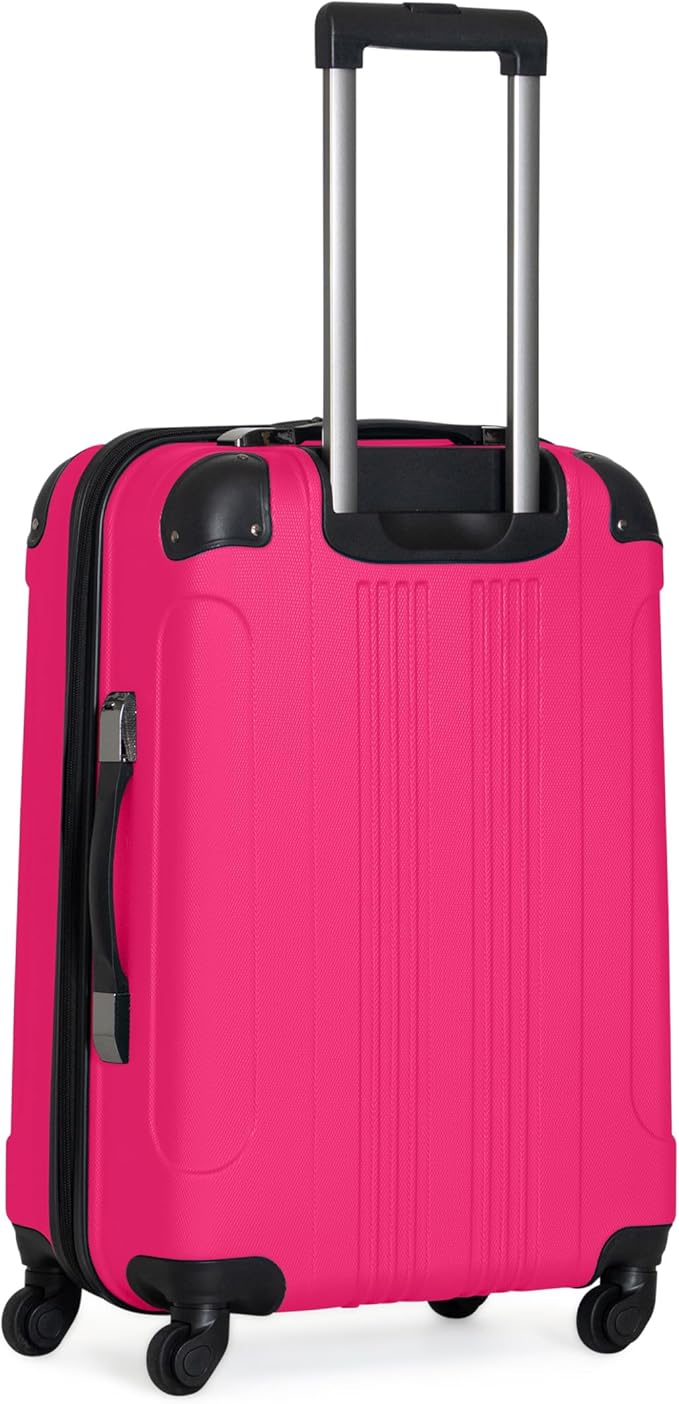 Kenneth Cole REACTION Out of Bounds Lightweight Hardshell 4-Wheel Spinner Luggage, Magenta, 24-Inch Checked