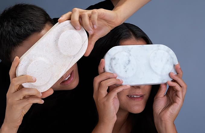 Einova Dual Classic Stone – Dual Wireless Charging Pad in Genuine Marble, Designed in Italy, Qi Certified, for Smartphones, Wireless Earbuds & More – Cream Marble