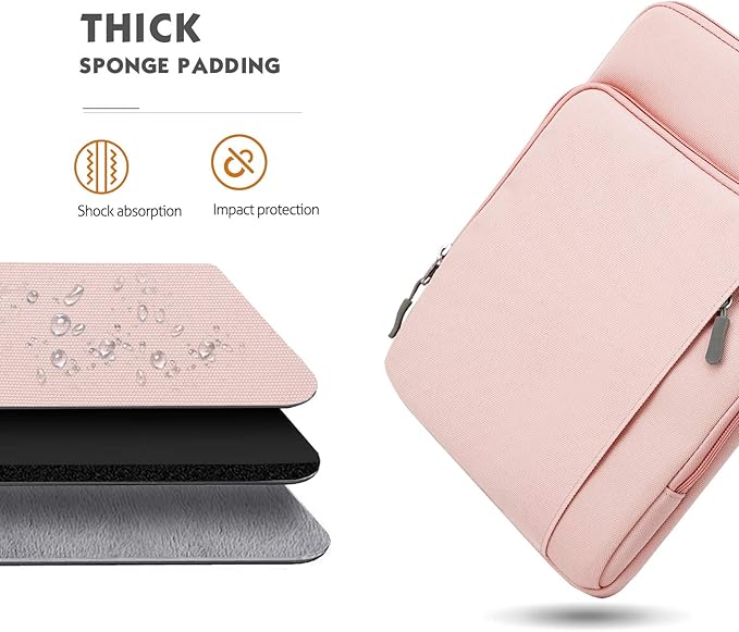 MoKo Laptop Sleeve Bag for 13.3-14 Inch, Notebook Carrying Case with Pocket Fits New MacBook Pro M3/M2 14" /13" M2/M1 Pro/M1 Max 14.2 2023-2021/Air 13.6" M2 2022, Surface Pro 9/8 13", Pink
