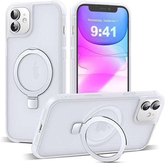 Compatible with iPhone 11 Case with Invisible Magnetic O-Ring Stand Military-Grade Phone Case for iPhone 11 6.1" [Compatible with Mag-Safe][Great Grip Feeling],Translucent