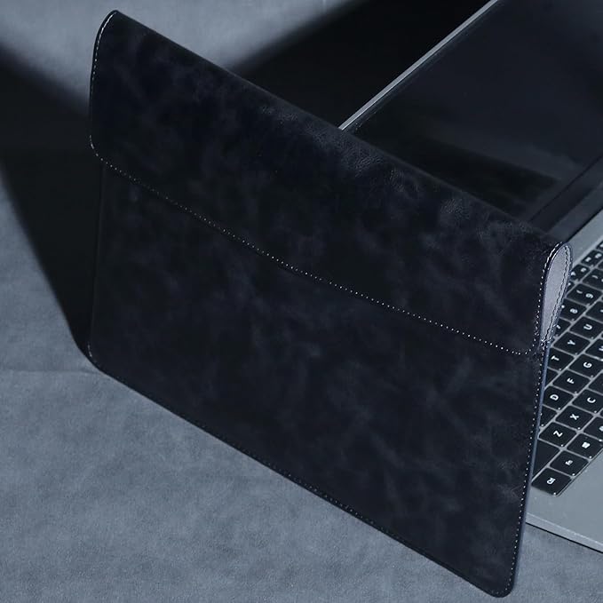 Leather Laptop Sleeve 13 Inch Compatible with MacBook Air M4 M3 M2 M1 2025-2018＆MacBook Pro M2 M1 2025-2016,Wear-Resistant and Scratch-Resistant Protective Case Cover,Black