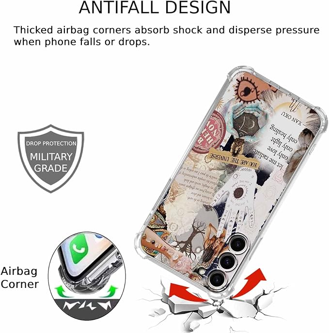 Case for Samsung Galaxy S23+ with Aesthetic Beige Desgin,Spiritual Hippie Quotes Collage,Clear Soft TPU Protective Case,6.6"(Beige,S23P)