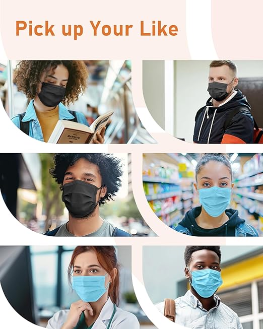 Face Masks Disposable 100 Pack, 4 Ply ASTM Level 3 Medical Grade, Breathable for Adult Outdoor Protection, Individually Wrapped for Home, School & Office, Midnight Sky